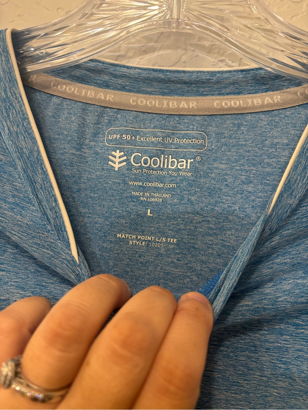 Coolibar match point upf50 long sleeve shirt -large blue - Picture 5 of 5